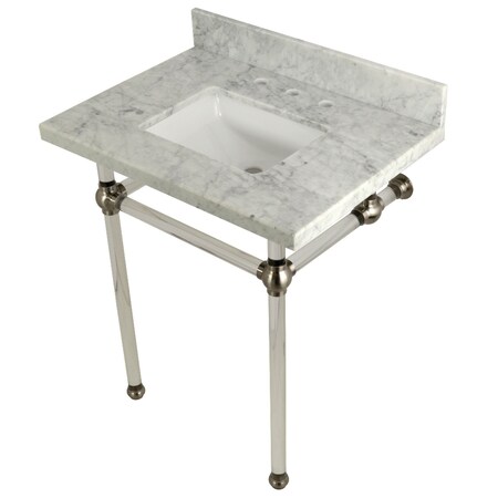 Kingston Brass 30X22 Marble Vanity Top W/ Acrylic Feet Combo, Marble/Nickel KVPB30MASQ8